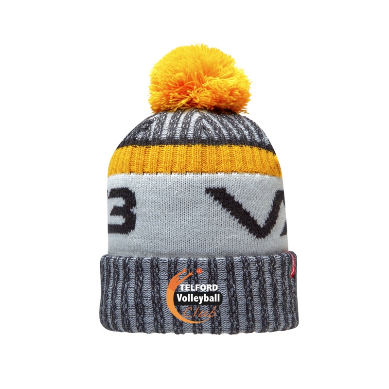 Telford Volleyball Club Fleece-Lined Bobble Hat Black/Amber/Antique