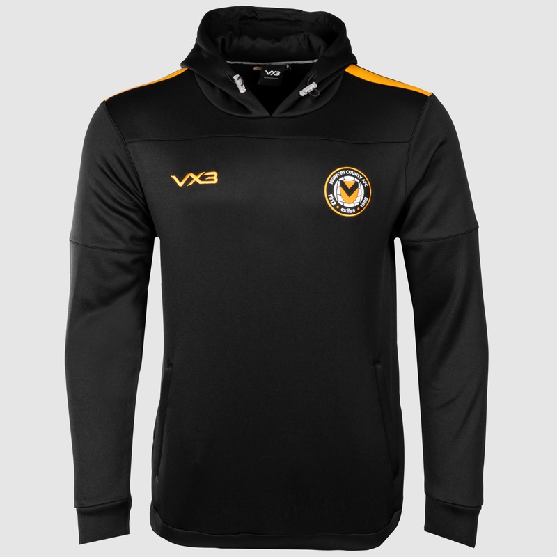 Newport County AFC Training Hoodie Black/Amber 23/24 Womens