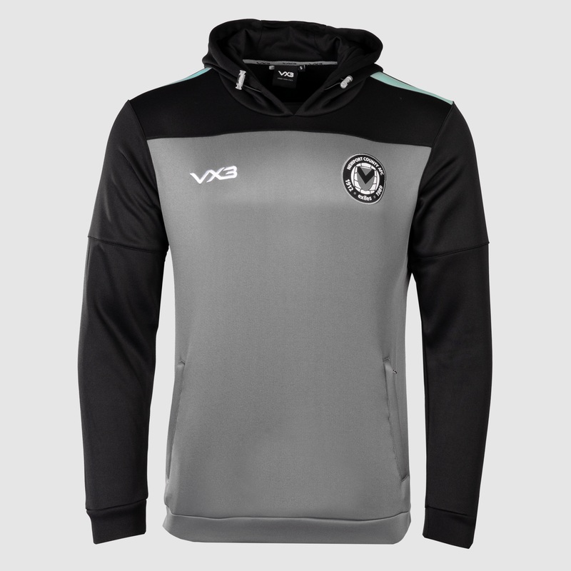 Newport County AFC Training Hoodie Grey/Black/Mint 23/24