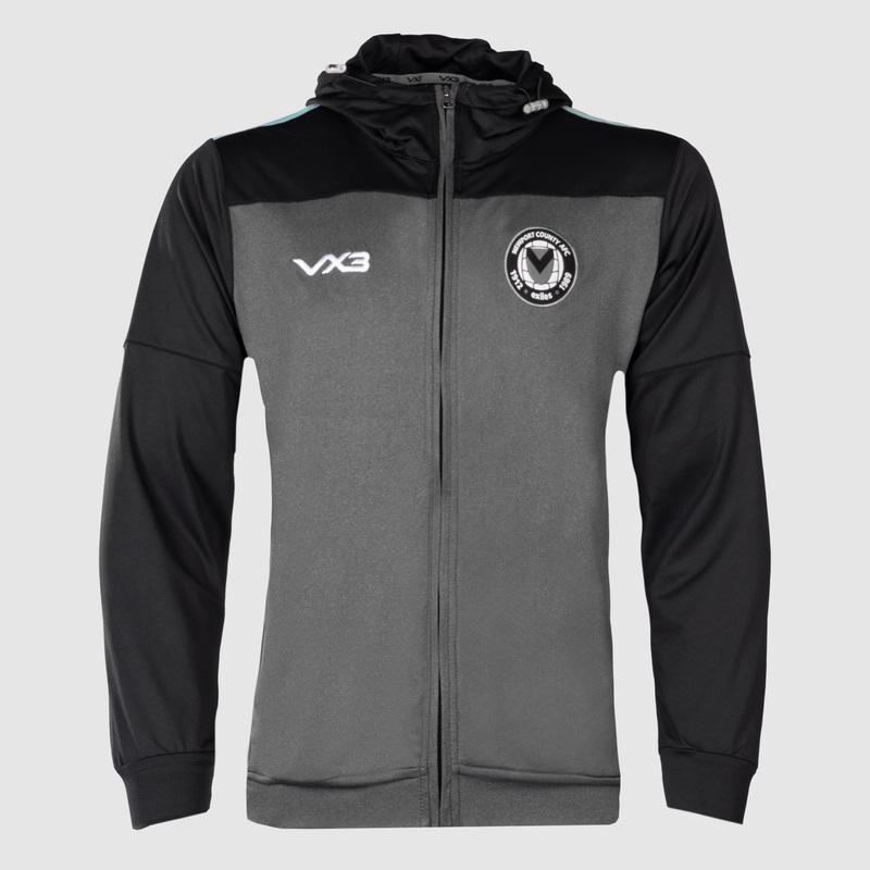 Newport County AFC Zip Up Hoodie Grey/Black/Mint 23/24 Youth