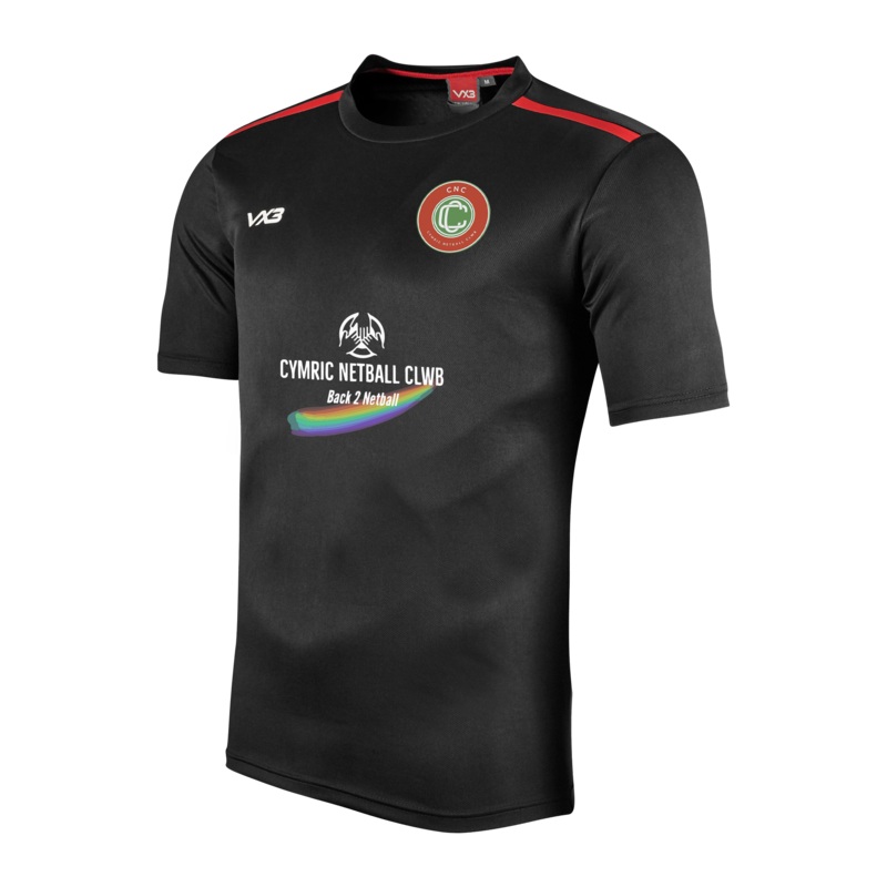Cymric Netball Fortis Tee Black/Red