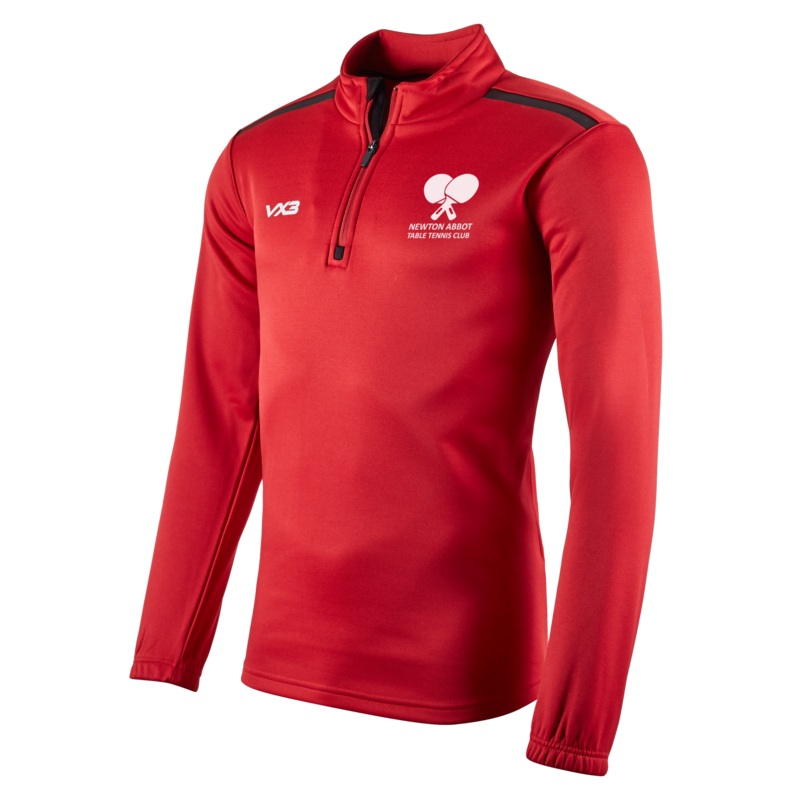 Newton Abbot Table Tennis Red Fortis Youth Quarter Zip Sweat