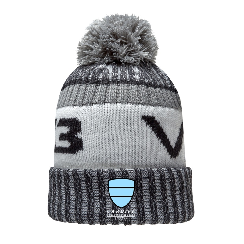 Cardiff Schools Rugby Marl Bobble Hat Black/Grey