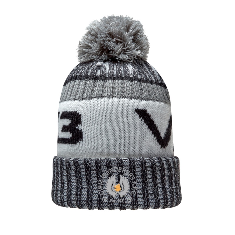Cwm Wanderers FC Marl Bobble Hat Black/Dark Grey/Antique White