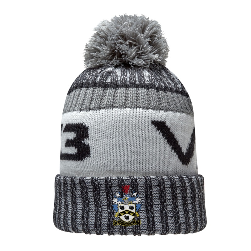 Cwmtwrch RFC Marl Bobble Hat Black/Dark Grey/Antique White