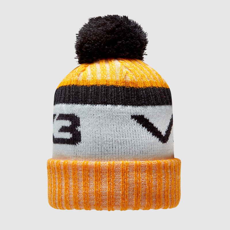Fleece-Lined Bobble Hat Amber/Antique White/Black