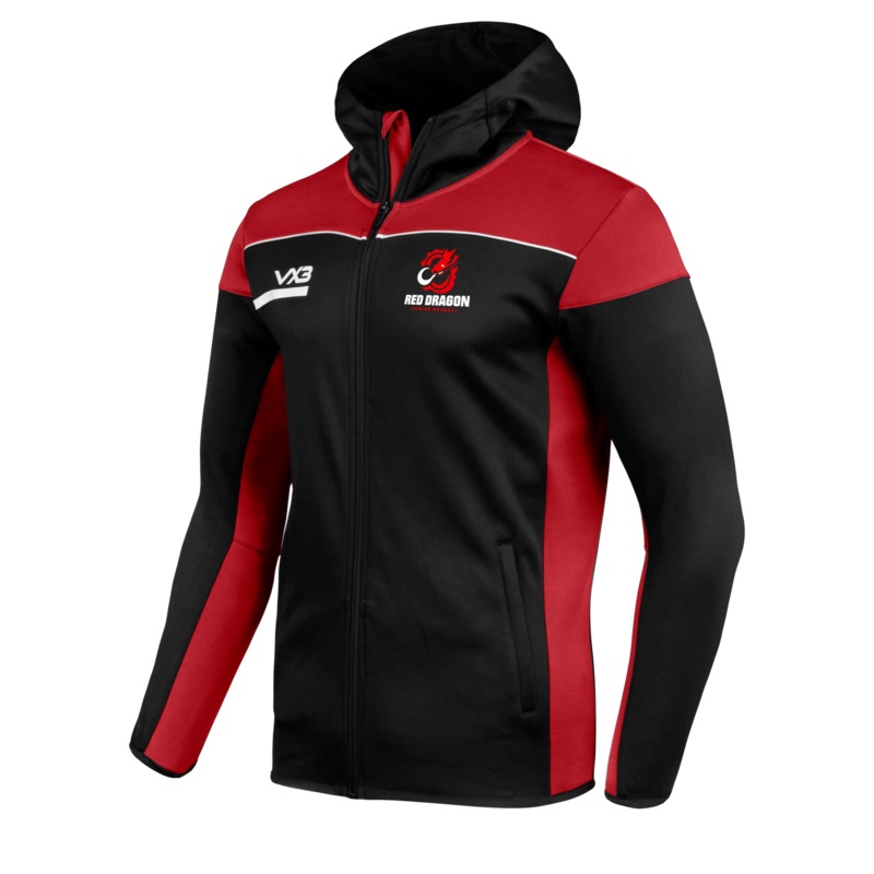 Red Dragon Junior Netball Opus Zoodie - Black Red