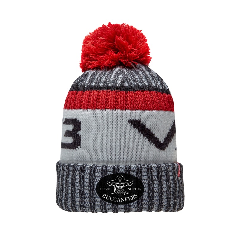 Brize Norton Buccaneers Rugby Black/Red Fleece-Lined Bobble Hat