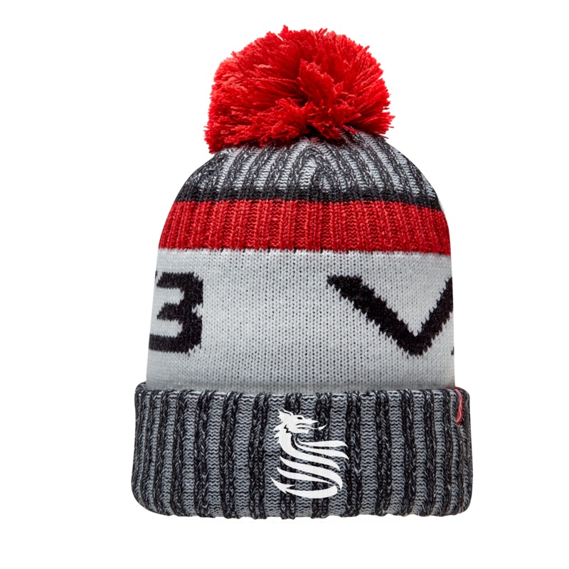 Disability Sport Wales Marl Bobble Hat Black/Red/Antique White