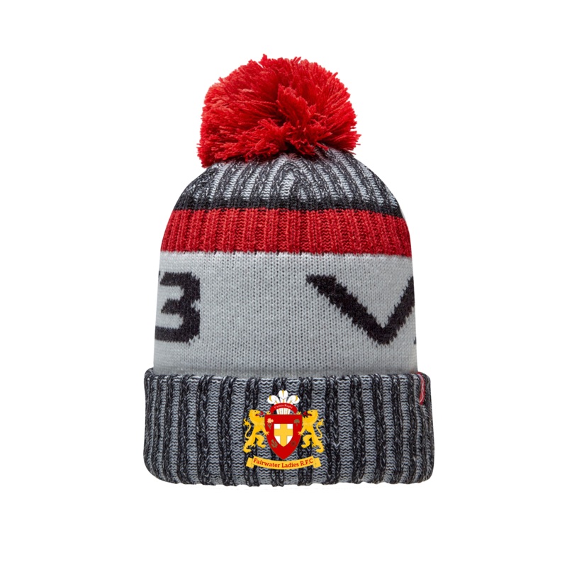 Fairwater Ladies RFC Fleece-Lined Bobble Hat Black/Red/Antique