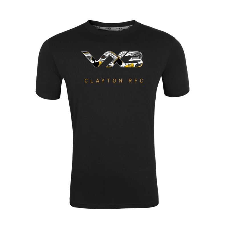 Clayton Rugby Club Black Youth Invicta Club Tee - Crest