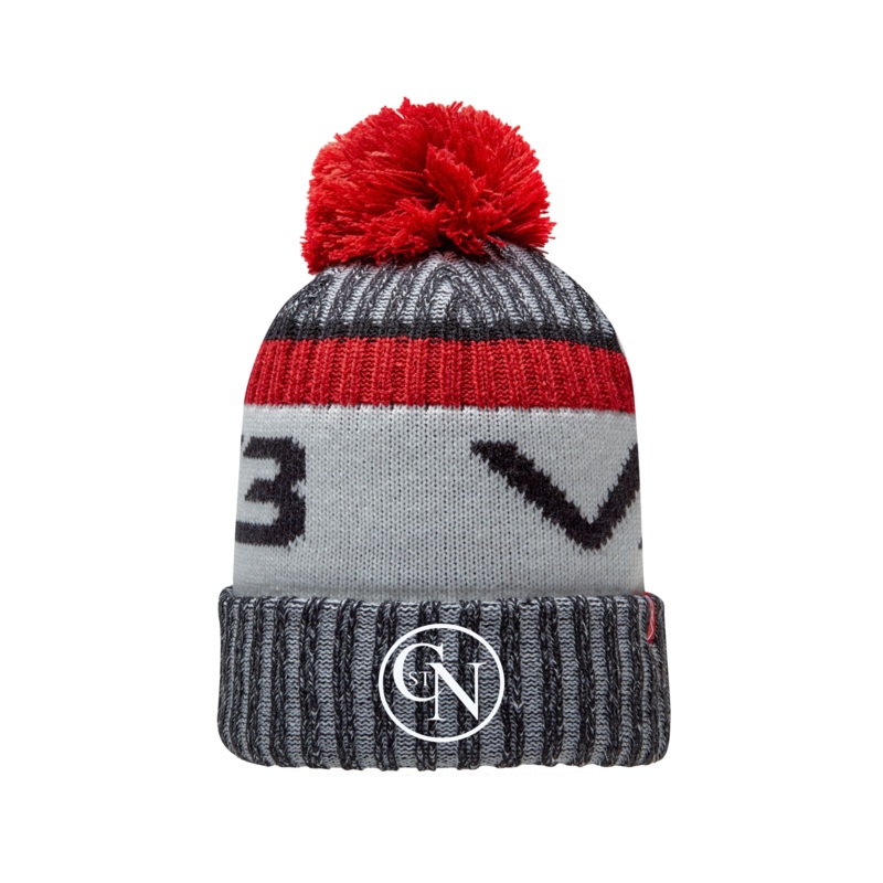 Combe St Nicholas FC Fleece-Lined Bobble Hat Black/Red/Antique