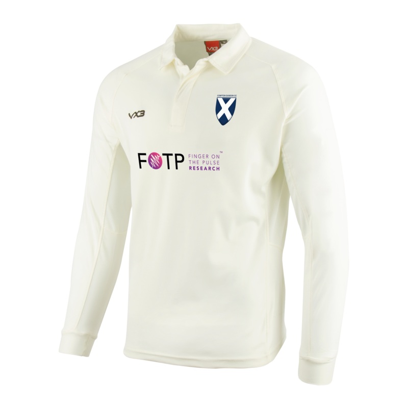 Compton Dundon Cricket Club Whites Long Sleeve Shirt - Youth Sponsor