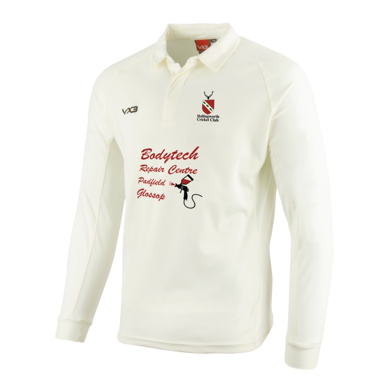 Hollingworth Cricket Club Cricket Whites Junior Long Sleeve Shirt