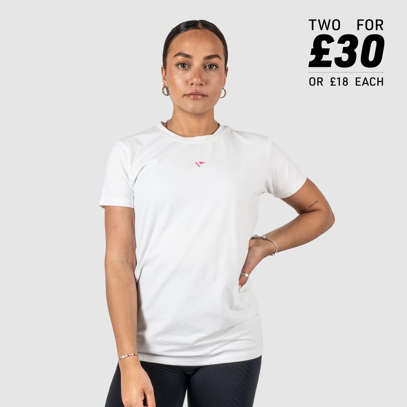 Conquer Ladies Tee White/Hot Pink