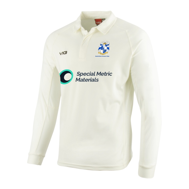 Dukinfield Cricket Club Cricket Whites Long Sleeve Shirt - ADULT SPONSOR