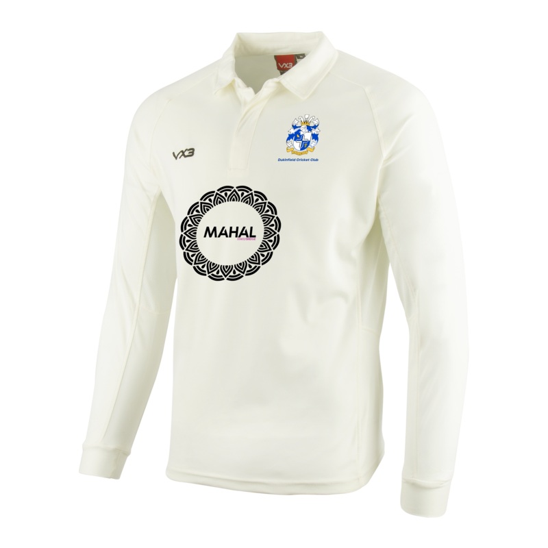 Dukinfield Cricket Club Cricket Whites Long Sleeve Shirt - YOUTH SPONSOR