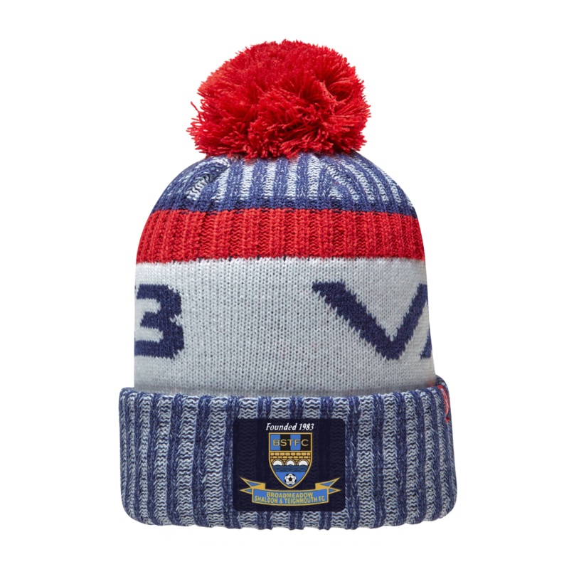 Broadmeadow Shaldon and Teignmouth FC  Fleece-Lined Bobble Hat Navy/Red