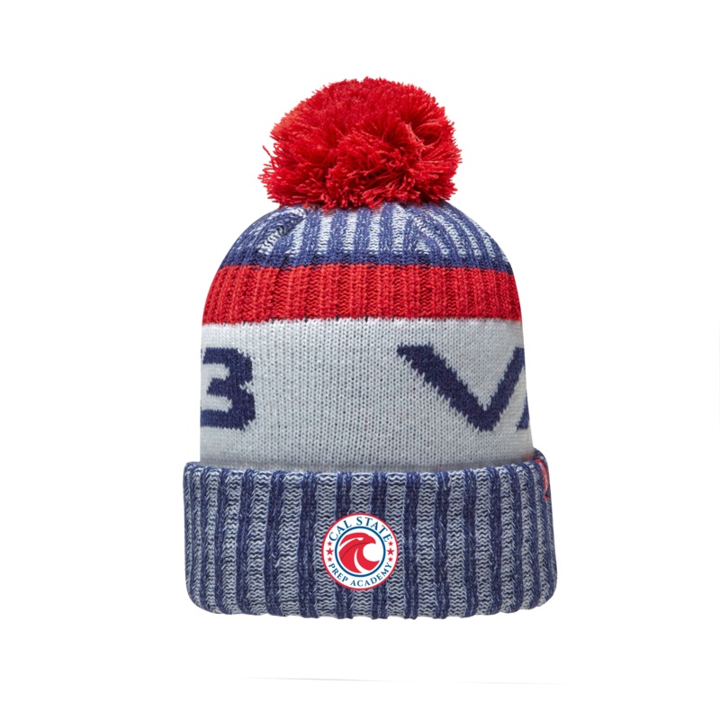 Cal State Prep Academy Fleece-Lined Bobble Hat Navy/Red/Antique